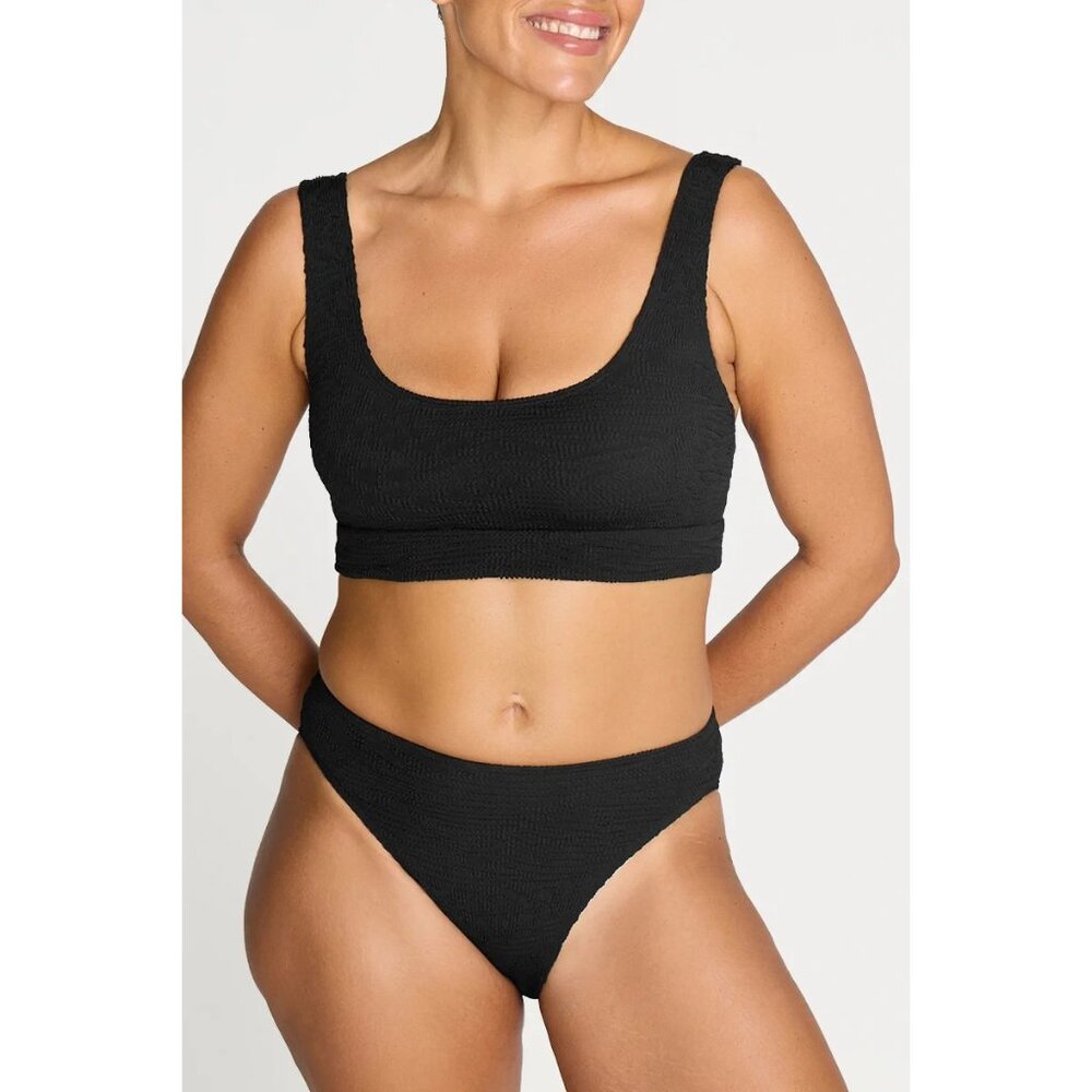Artesands Women's High Waist Bikini Top & Bottom Black Eco Khalo NEW $210